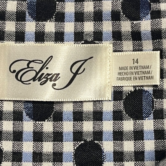 Eliza J Women’s Black & Blue Checkered Polka Dot Dress Size 14 - Picture 7 of 11